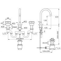 Смеситель Stella Aster для раковины на 3 отверстия 3223 схема 4