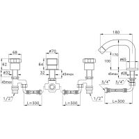 Смеситель Stella Aster на борт ванны на 4 отверстия 3256TR схема 2