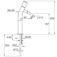 Смеситель Stella Bamboo Quadro для накладной раковины на 1 отверстие 3224HP120 с донным клапаном схема 2