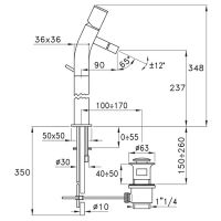 Смеситель Stella Bamboo Quadro для накладной раковины на 1 отверстие 3222HP170 схема 4