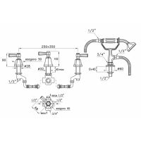 Смеситель Stella Eccelsa Leve на борт ванны на 4 отверстия 3256TR2/307 без излива схема 2