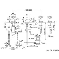 Смеситель Stella Italica для биде на 3 отверстия 3601TC с донным клапаном схема 2