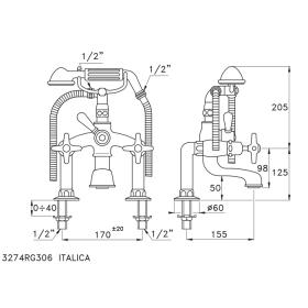 Смеситель Stella Italica для ванны 3274/306 с ручным душем ФОТО