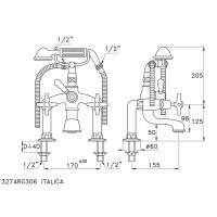 Смеситель Stella Italica для ванны 3274/306 с ручным душем схема 5