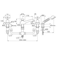 Смеситель Stella Italica на борт ванны на 4 отверстия 3256/308 схема 2