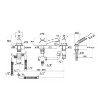 Смеситель Stella Italica на борт ванны на 4 отверстия 3256/308 схема 3