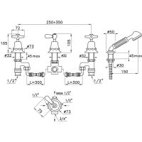 Смеситель Stella Italica на борт ванны на 4 отверстия 3256TR без излива схема 2