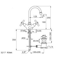 Смеситель Stella Roma для раковины на 1 отверстие 3216 схема 4