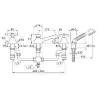 Смеситель Stella Roma на борт ванны на 4 отверстия 3256/308 схема 2