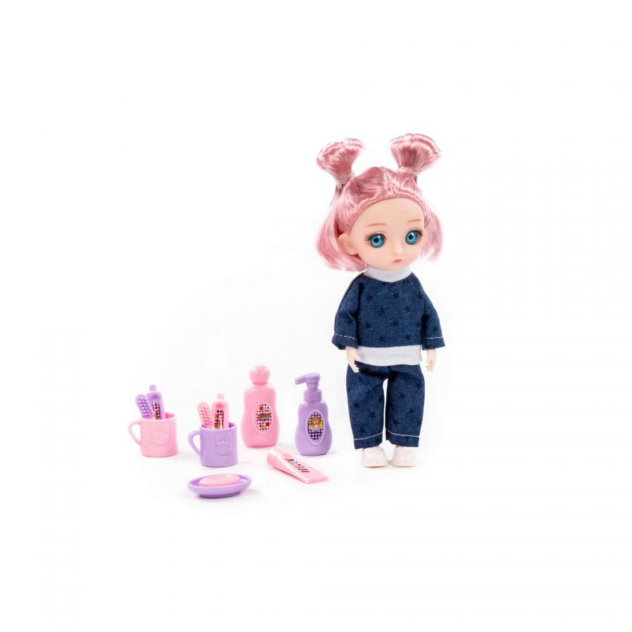 Кукла "Маша" (16 см) на отдыхе + аксессуары (11 элементов) (в коробке №2)