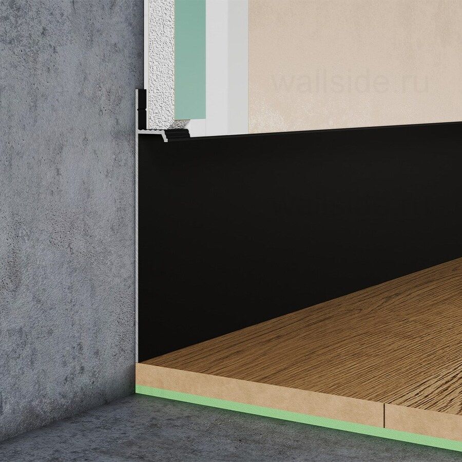 Скрытый плинтус Pro Design 323 чёрный муар, ral 9005