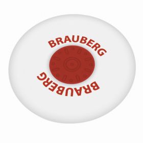 Ластик BRAUBERG «Universal», 30×30×8 мм, белый, круглый, красный пластиковый держатель, 222472