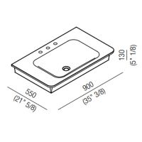 Раковина Agape Novecento XL 90x55x13 см 3 отв. цвет: белый схема 4