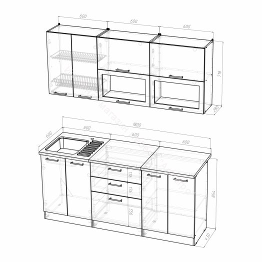 Кухонный гарнитур Кира макси 1800 мм