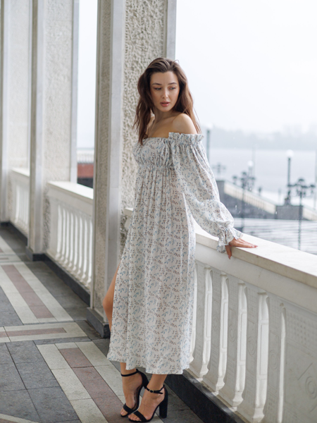 Платье Estate из бамбука "Голубые ветви"