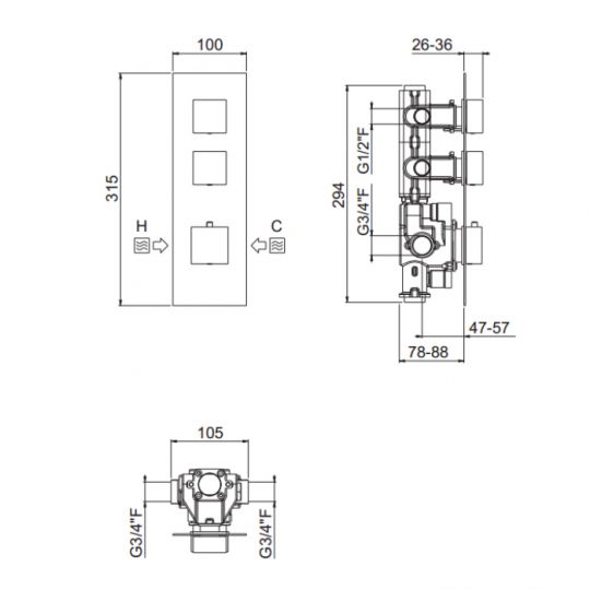 Смеситель Carimali ilQuadro  W21029CR ФОТО