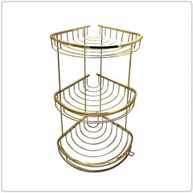 Трёхэтажная Овальная Угловая Полка 20*20 (Золотистая) / Triple Ovoid Bath Basket 20*20 (Gold), CSK (Turkey)