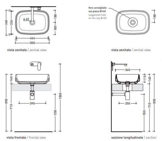 Раковина Flaminia Flag 50 Countertop Basin 50х36 ФОТО