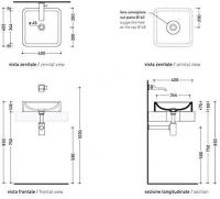 Раковина Flaminia Nile 40 Countertop Basin 40х40 схема 4