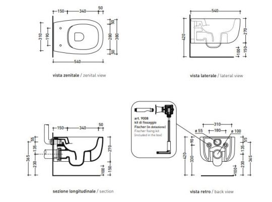 Подвесной унитаз Flaminia Bonola Wall Hung WC схема 10