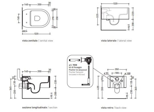 Подвесной унитаз Flaminia Astra Wall Hung WC схема 6