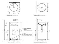 Раковина Flaminia Mono Twin Slim Standing Basin  To Wall MTC42P 42х42 схема 2