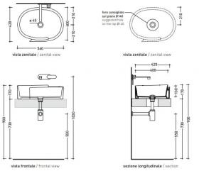 Накладная раковина Flaminia Roll 56 Countertop Basin 56х42 ФОТО