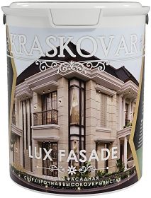 Краска Фасадная Высокоукрывистая, Сверхпрочная Kraskovar LUX FASADE Белая 0,9л / Красковар