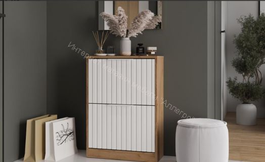 Тумба для обуви "Хилтон" Исп.2 -303.012.000 Дуб крафт золотой/Белый матовый