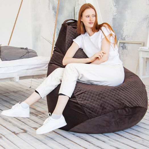 Кресло груша ZIZI из премиум велюра (Шоколад)