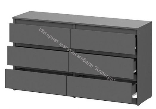 Комод с ящиками (1,38м) Денвер Графит серый