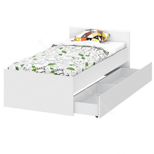 Кровать одинарная 900 Токио с ящиком Белый текстурный