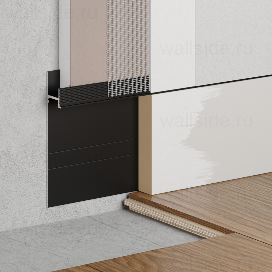 Скрытый плинтус Ликорн С-02.2.3 чёрный