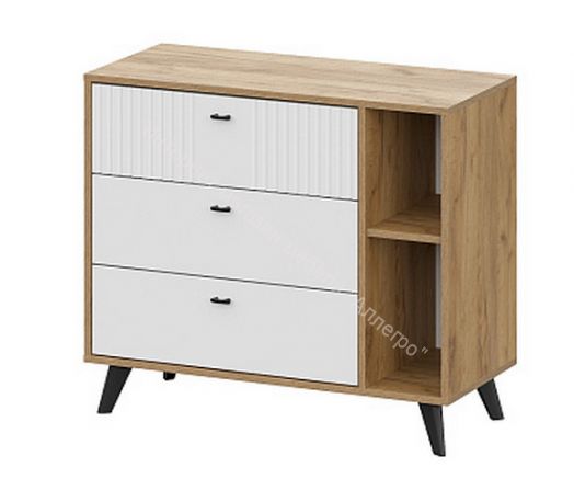 Комод 3 ящика Милан Дуб Золотой/Белый Матовый