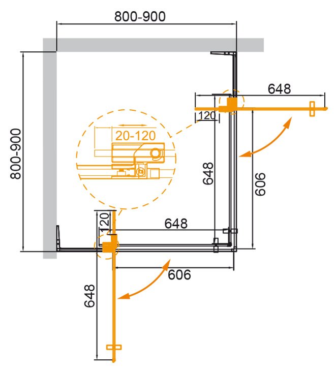 Душевой уголок CEZARES SLIDER-A-2-80/90-GRIGIO схема 11