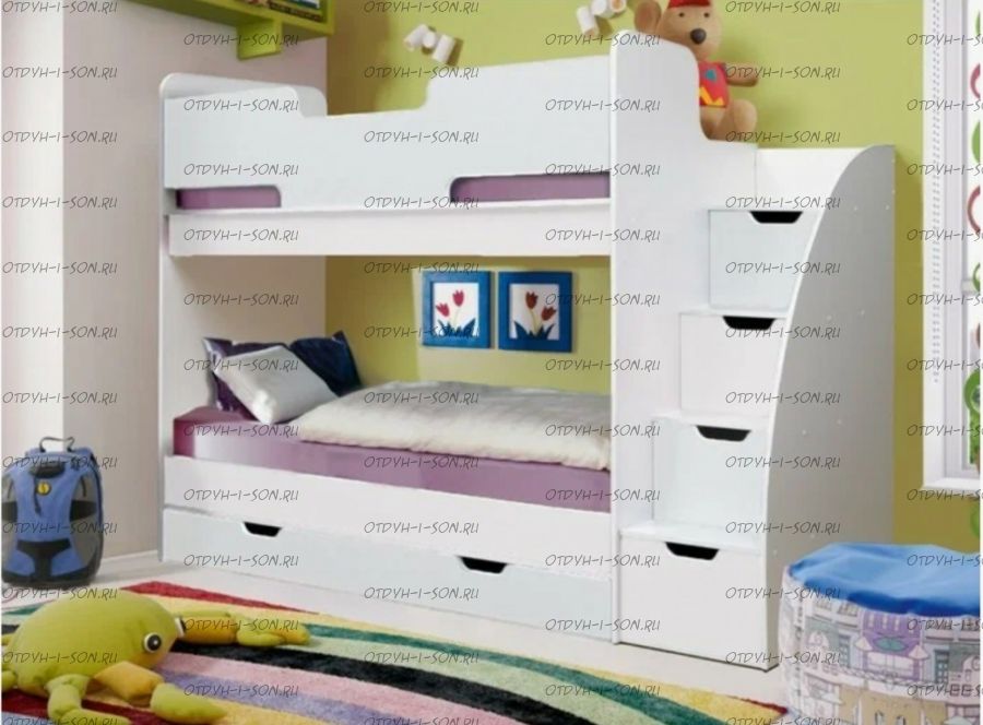 Матрица Кровать двухъярусная Юниор 9 Белый