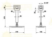 Тропический душ Gessi Rettangolo 20151 21,6х14 схема 2