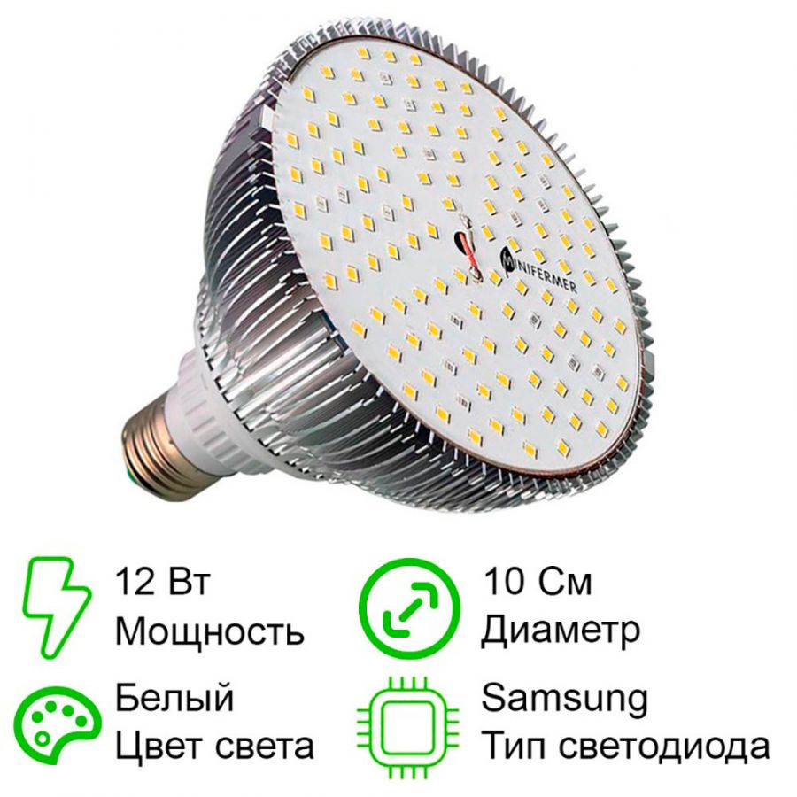 Фитолампа светодиодная МИНИФЕРМЕР Е27 SMD 12W (спектр на выбор)