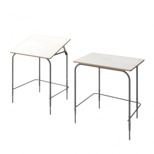 Стол ученический, растущий с регулировкой наклона столешницы (Белый, с красной кромкой)