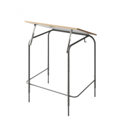 Стол ученический, растущий с регулировкой наклона столешницы (Белый, с натуральной кромкой)