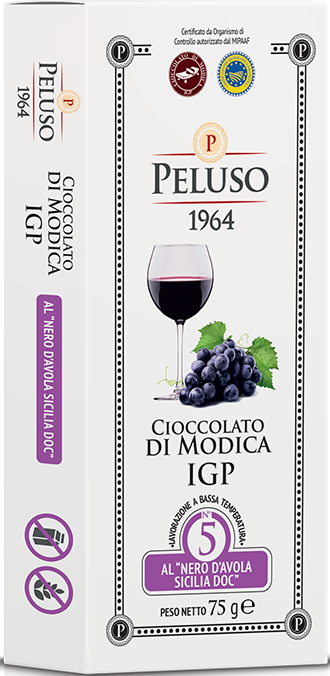 Шоколад из Модики Нэро Давола Peluso 1964, 75 г, Cioccolato di Modica IGP Nero D’Avola 75 g