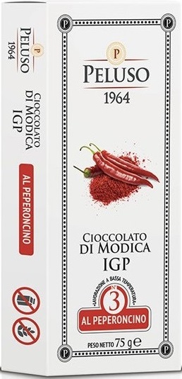 Шоколад из Модики с перцем чили Peluso 1964, 75 г, Cioccolato di Modica IGP al peperoncino 75 g