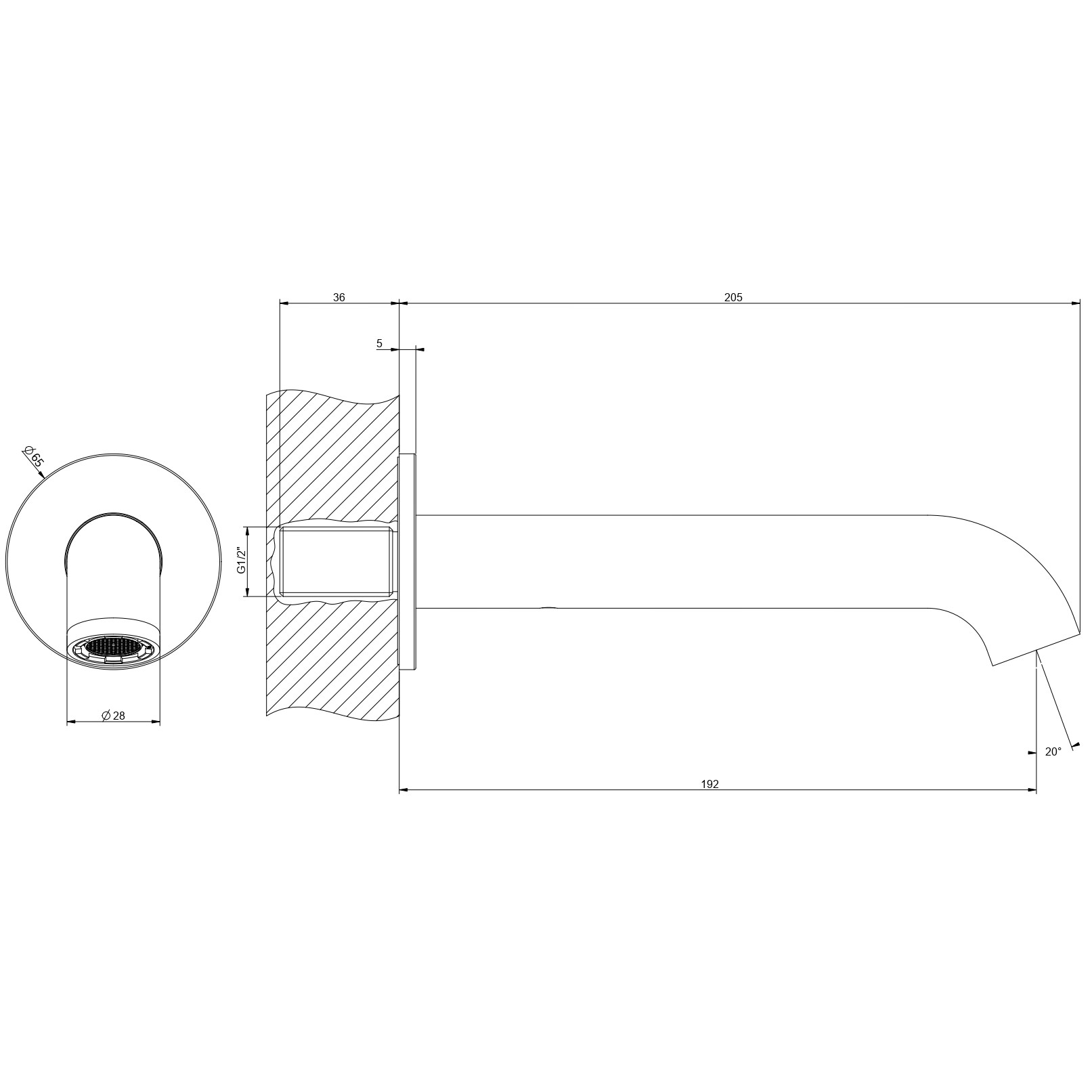 Излив настенный для ванны Gessi Origini 66103 схема 2