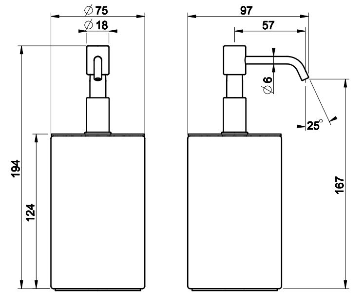 Дозатор для жидкого мыла Gessi Anello 59538 настольный схема 2