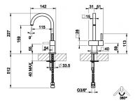 Одинарный вращающийся водопроводный кран Gessi Pillar Taps 935031 схема 2