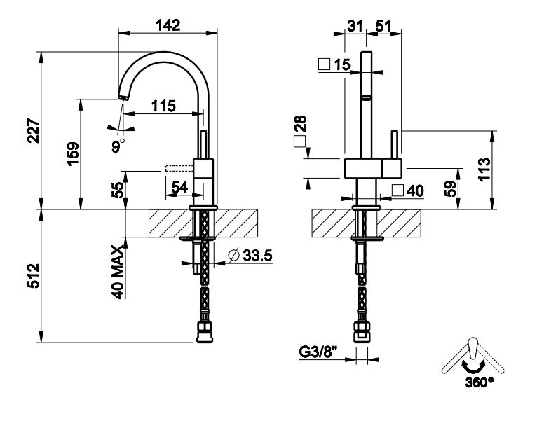 Одинарный вращающийся водопроводный кран Gessi Pillar Taps 935031 схема 2