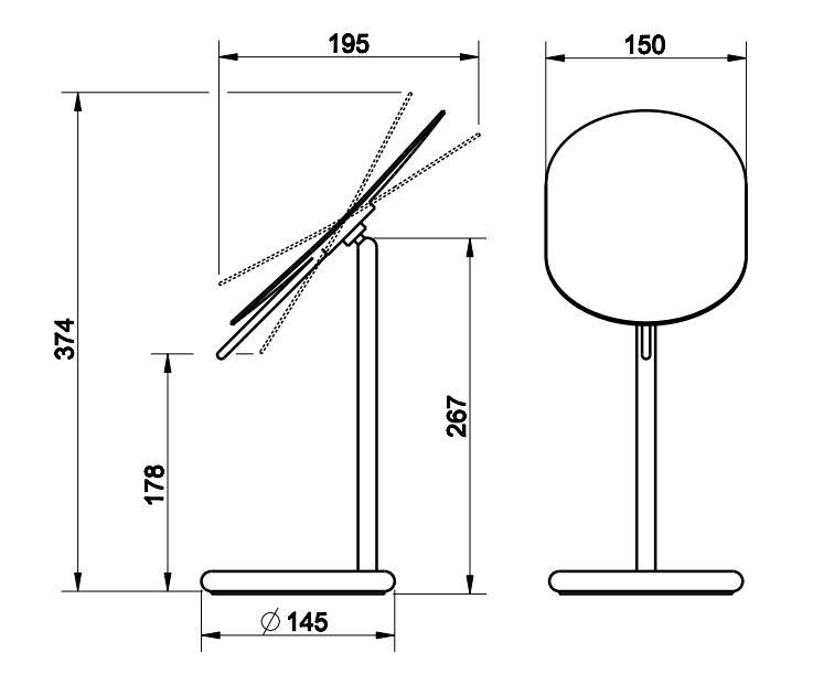 Настольное зеркало Gessi Goccia 38188 37,4х15 схема 2