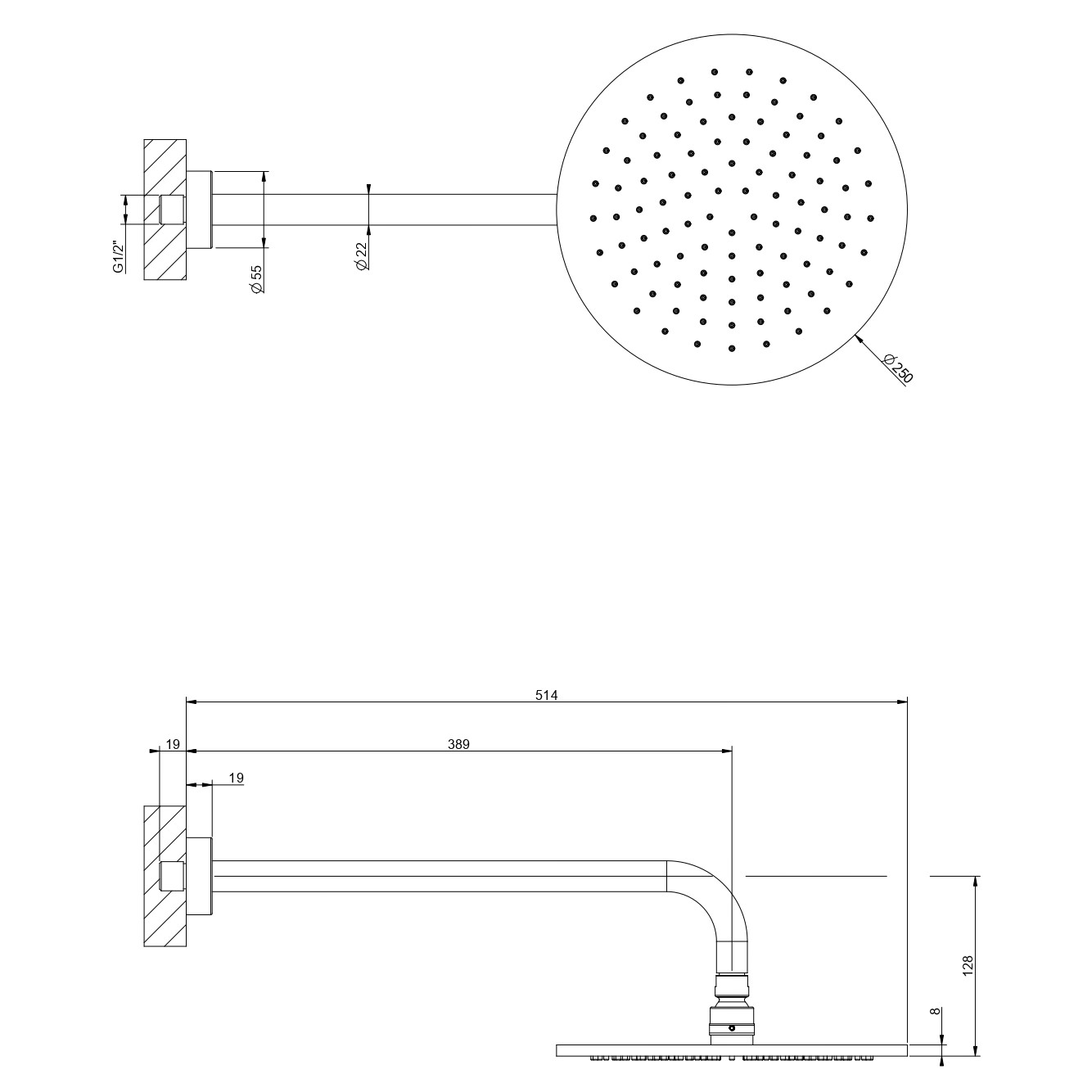 Душевая головка настенная Gessi Origini 66148 схема 2