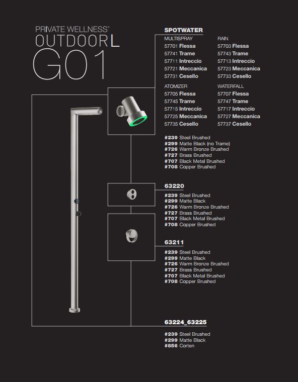 Уличная душевая стойка с хромотерапией Gessi Outdoor L 63225 схема 3