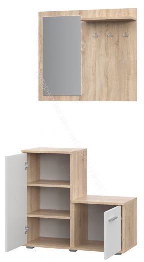 Комплект мебели для прихожей КП-1 FUN Белый/Дуб Сонома